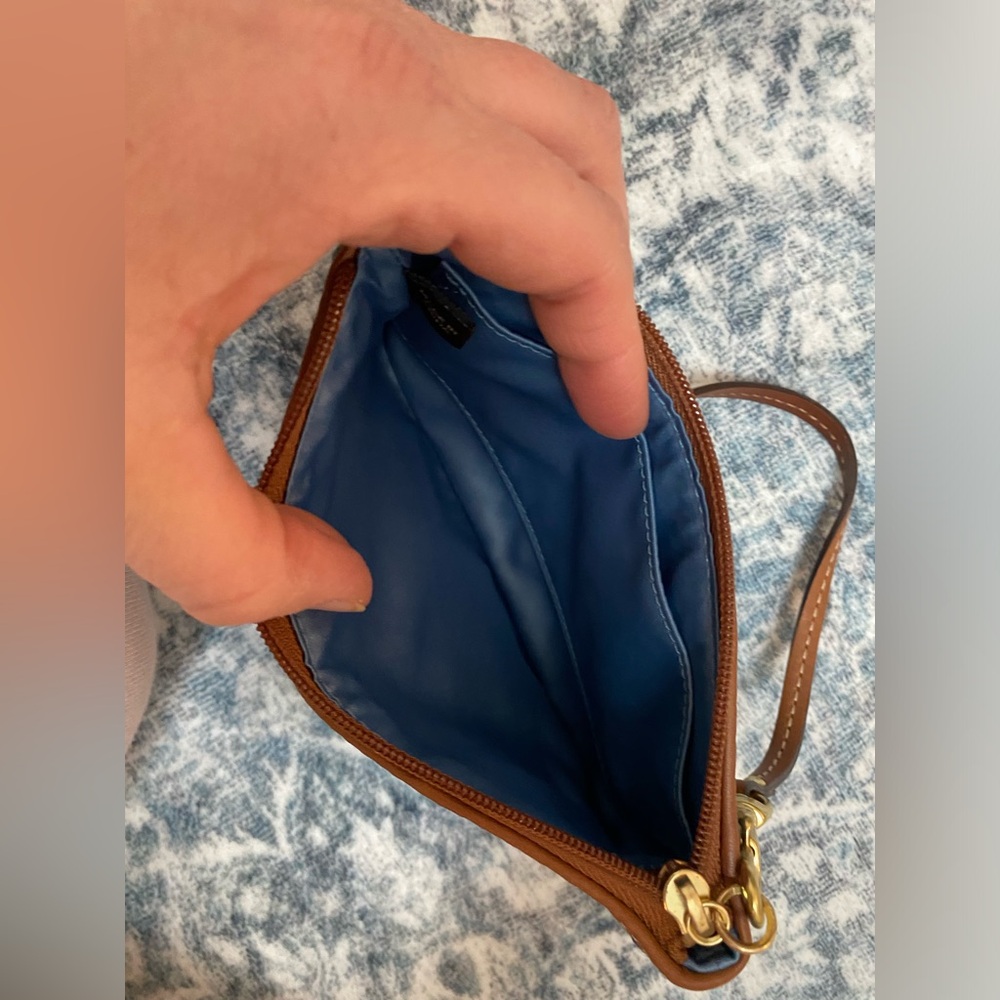 Coach RARE Patchwork Wristlet in Blue Denim and Brown Leather NWOT - Picture 3 of 5